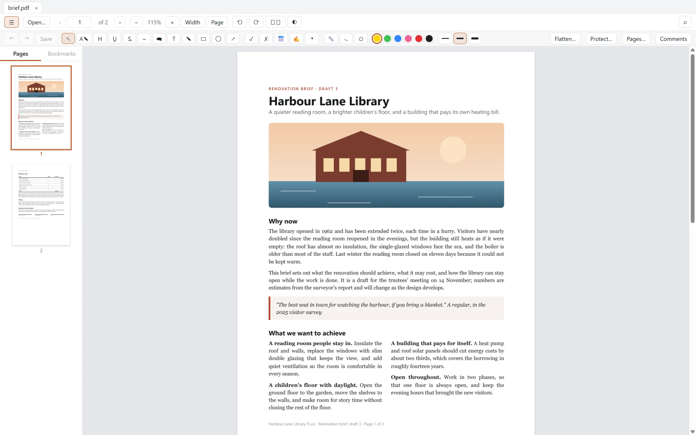 Oryx PDF Editor with a document open, its page thumbnails on the left